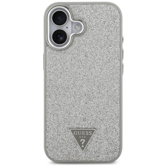 MagSafe tok Apple iPhone 17-hez, Guess, Glitter Triangle Logo, Ezüst