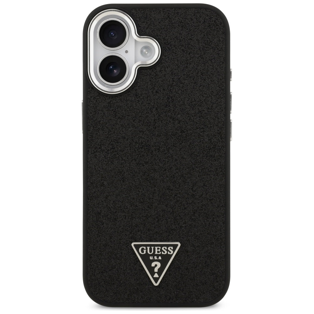 MagSafe tok Apple iPhone 17-hez, Guess, Glitter Triangle Logo, Fekete