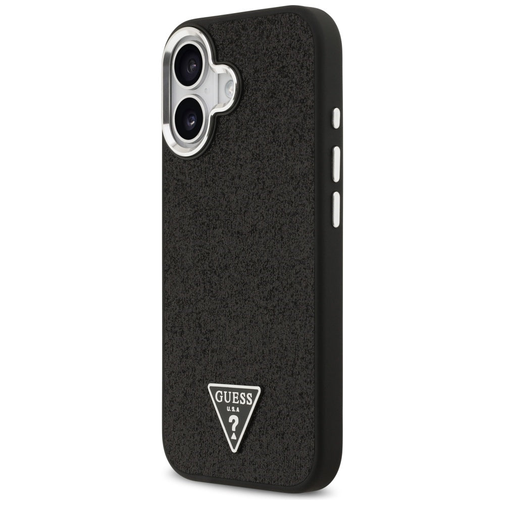 MagSafe tok Apple iPhone 17-hez, Guess, Glitter Triangle Logo, Fekete