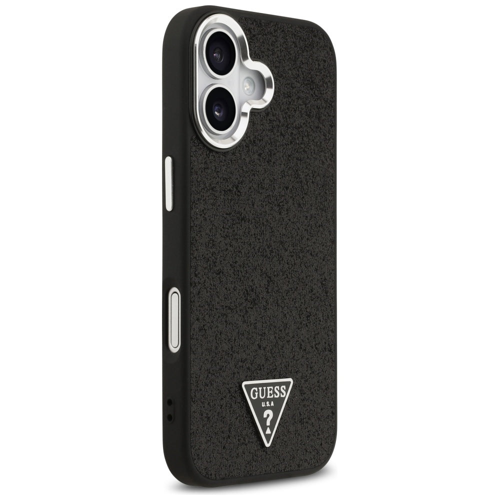 MagSafe tok Apple iPhone 17-hez, Guess, Glitter Triangle Logo, Fekete
