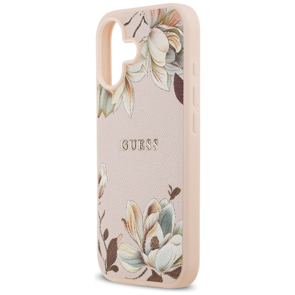 MagSafe tok Apple iPhone 17-hez, Guess, Grained Flowers, Rózsaszín