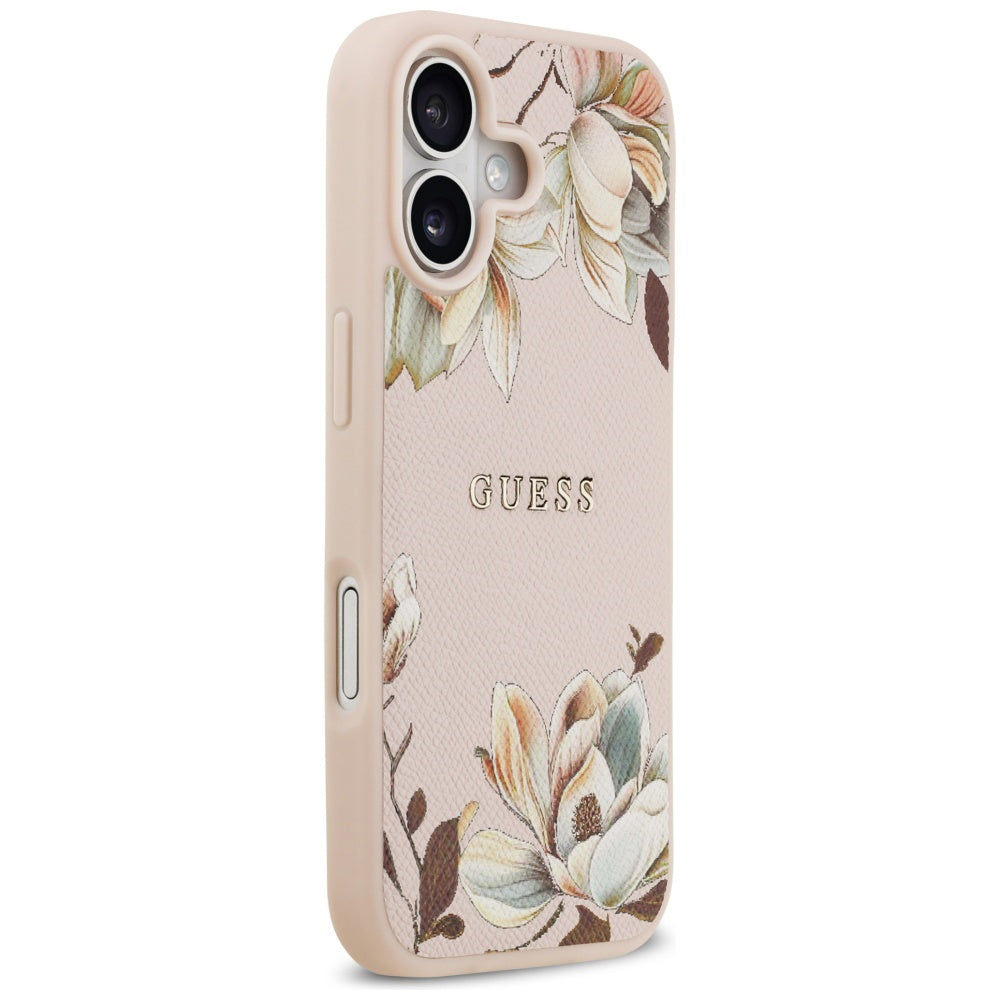 MagSafe tok Apple iPhone 17-hez, Guess, Grained Flowers, Rózsaszín