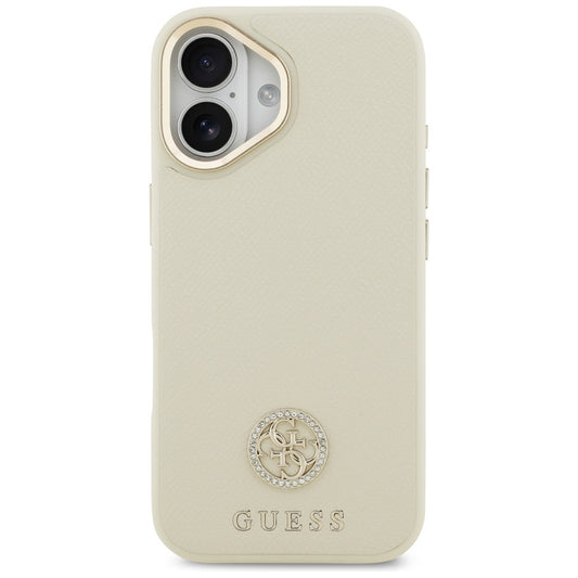MagSafe tok Apple iPhone 17-hez, Guess, Grained Strass Logo, Bézs