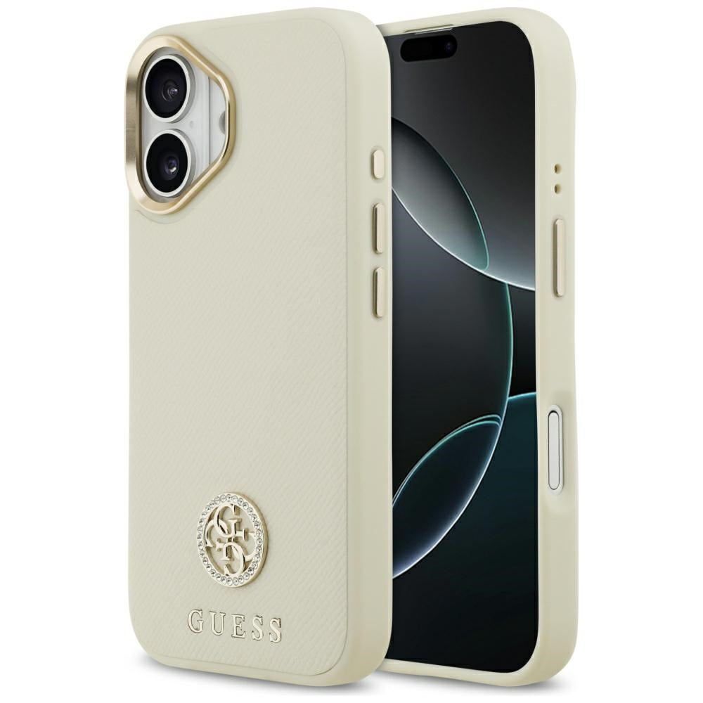 MagSafe tok Apple iPhone 17-hez, Guess, Grained Strass Logo, Bézs