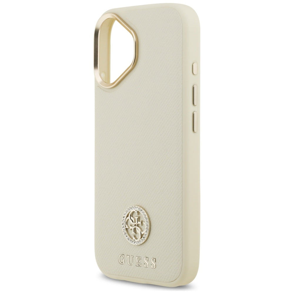 MagSafe tok Apple iPhone 17-hez, Guess, Grained Strass Logo, Bézs