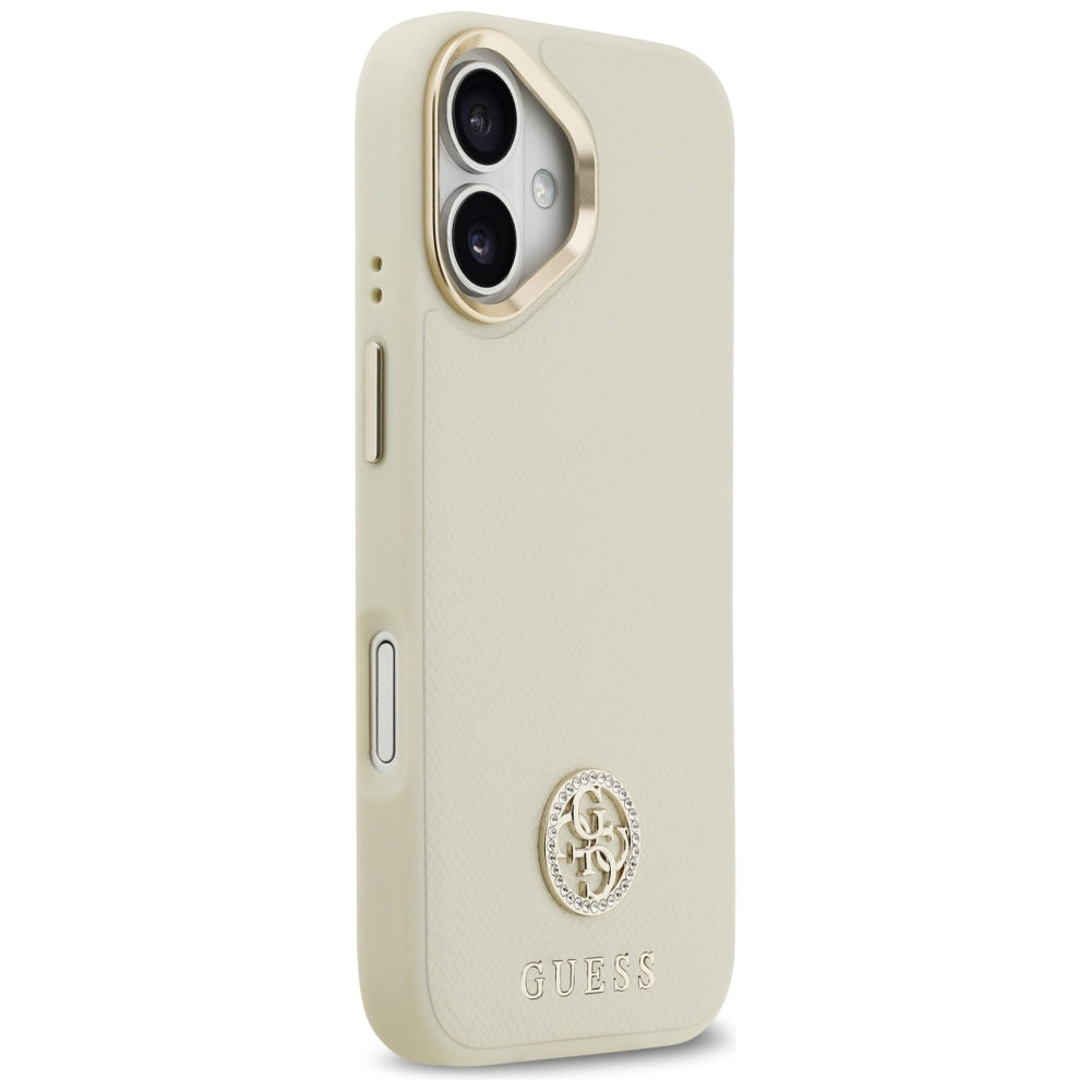 MagSafe tok Apple iPhone 17-hez, Guess, Grained Strass Logo, Bézs