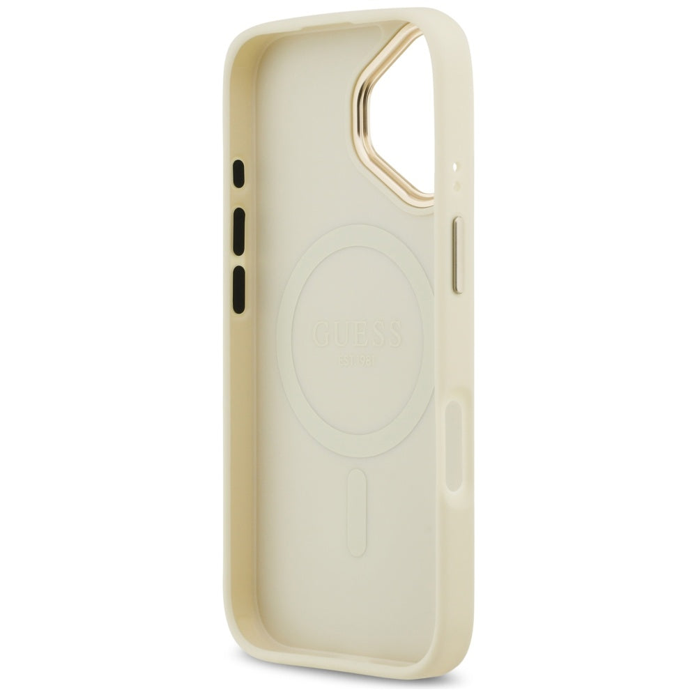 MagSafe tok Apple iPhone 17-hez, Guess, Grained Strass Logo, Bézs