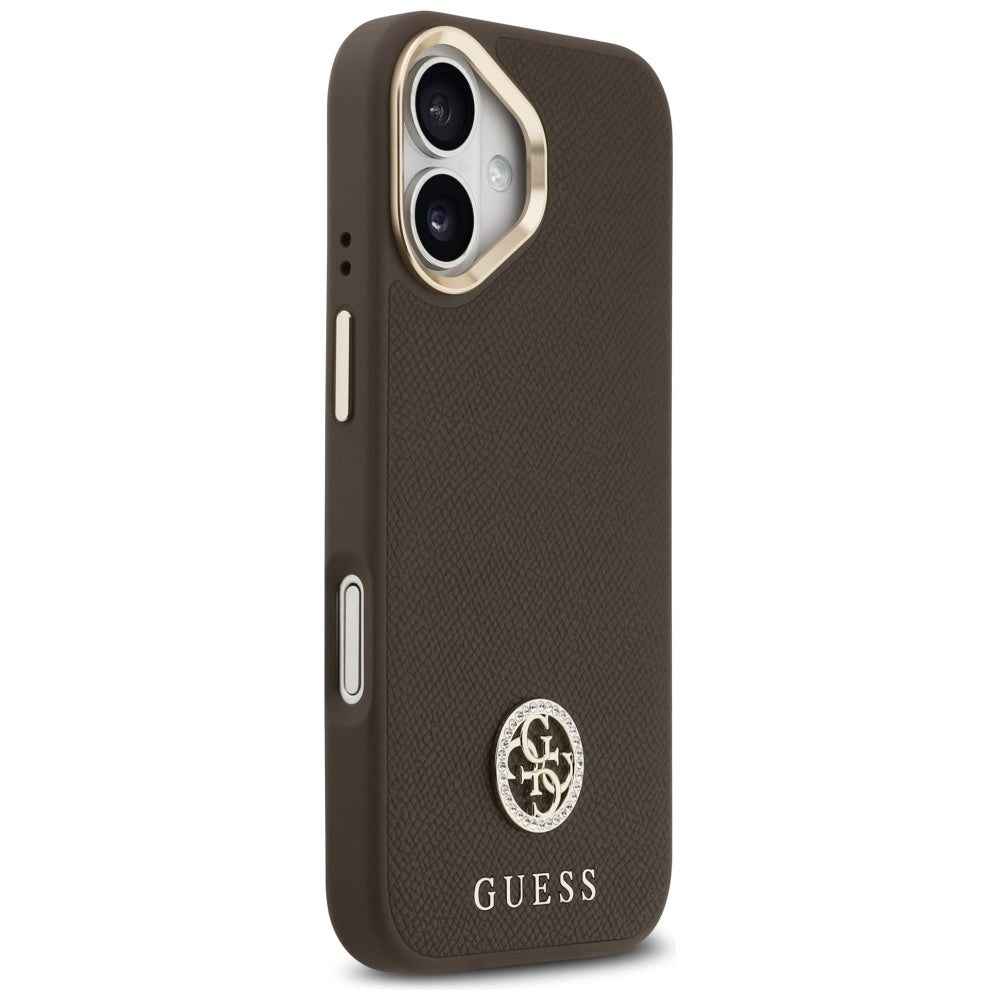 MagSafe tok Apple iPhone 17-hez, Guess, Grained Strass Logo, Barna