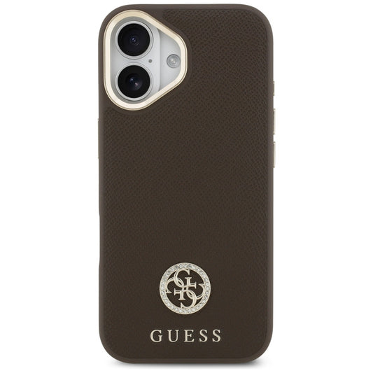 MagSafe tok Apple iPhone 17-hez, Guess, Grained Strass Logo, Barna