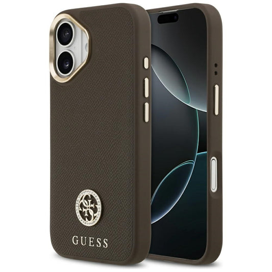 MagSafe tok Apple iPhone 17-hez, Guess, Grained Strass Logo, Barna