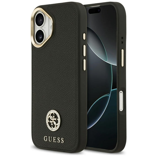 MagSafe tok Apple iPhone 17-hez, Guess, Grained Strass Logo, Fekete