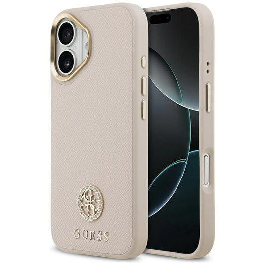 MagSafe tok Apple iPhone 17-hez, Guess, Grained Strass Logo, Rózsaszín