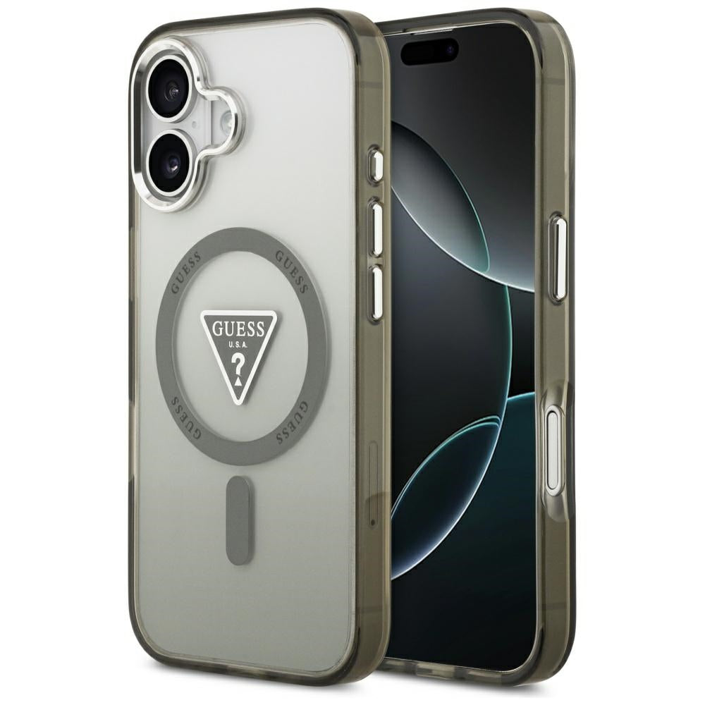 MagSafe tok Apple iPhone 17-hez, Guess, IML Gradient Triangle Logo, Ezüstös Khaki
