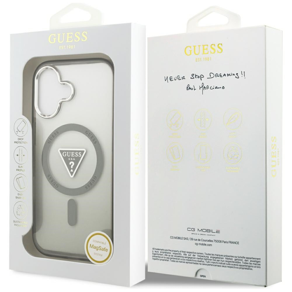 MagSafe tok Apple iPhone 17-hez, Guess, IML Gradient Triangle Logo, Ezüstös Khaki