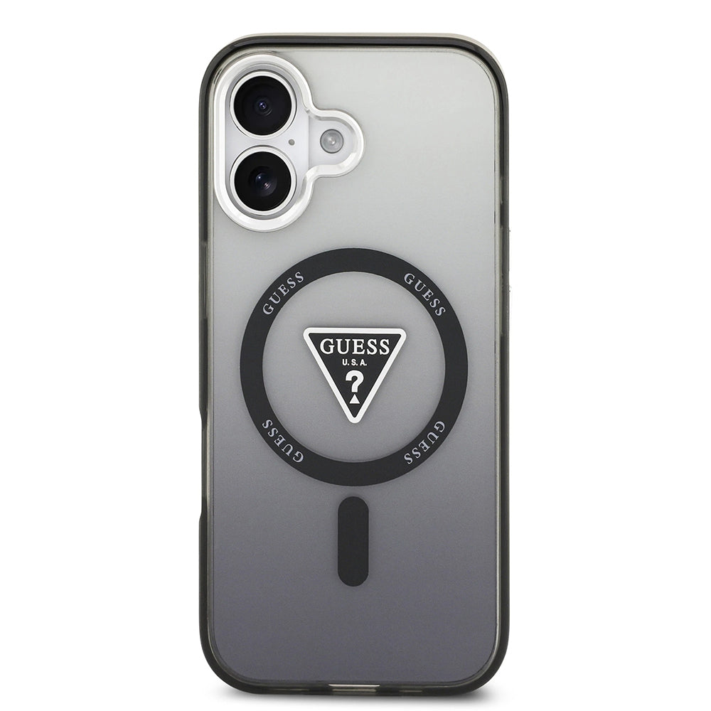 MagSafe tok Apple iPhone 17-hez, Guess, IML Gradient Triangle Logo, Fekete