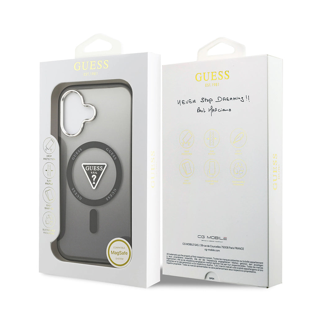 MagSafe tok Apple iPhone 17-hez, Guess, IML Gradient Triangle Logo, Fekete