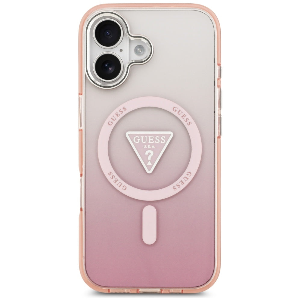 MagSafe tok Apple iPhone 17-hez, Guess, IML Gradient Triangle Logo, Rózsaszín