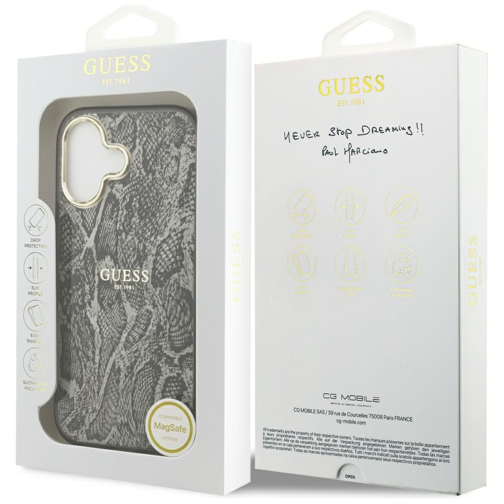 MagSafe tok Apple iPhone 17-hez, Guess, Python minta, Fekete