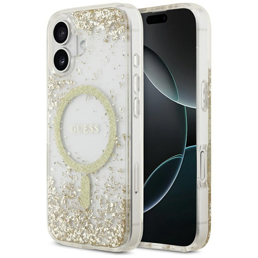 MagSafe tok Apple iPhone 17-hez, Guess, Resin Bottom Glitter, Arany