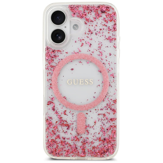 MagSafe tok Apple iPhone 17-hez, Guess, Resin Bottom Glitter, Rózsaszín