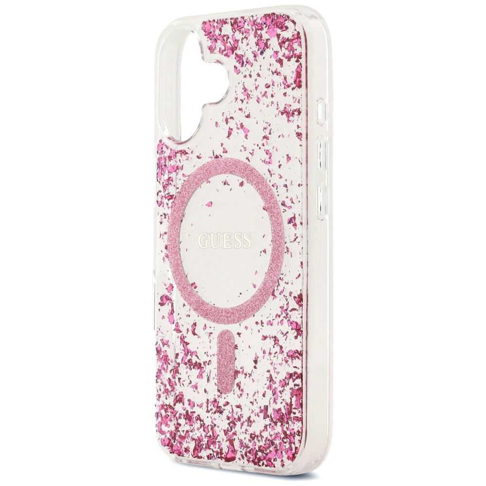 MagSafe tok Apple iPhone 17-hez, Guess, Resin Bottom Glitter, Rózsaszín