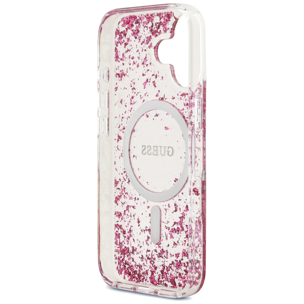 MagSafe tok Apple iPhone 17-hez, Guess, Resin Bottom Glitter, Rózsaszín