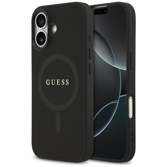 MagSafe tok Apple iPhone 17-hez, Guess, Saffiano Classic Logo, Fekete