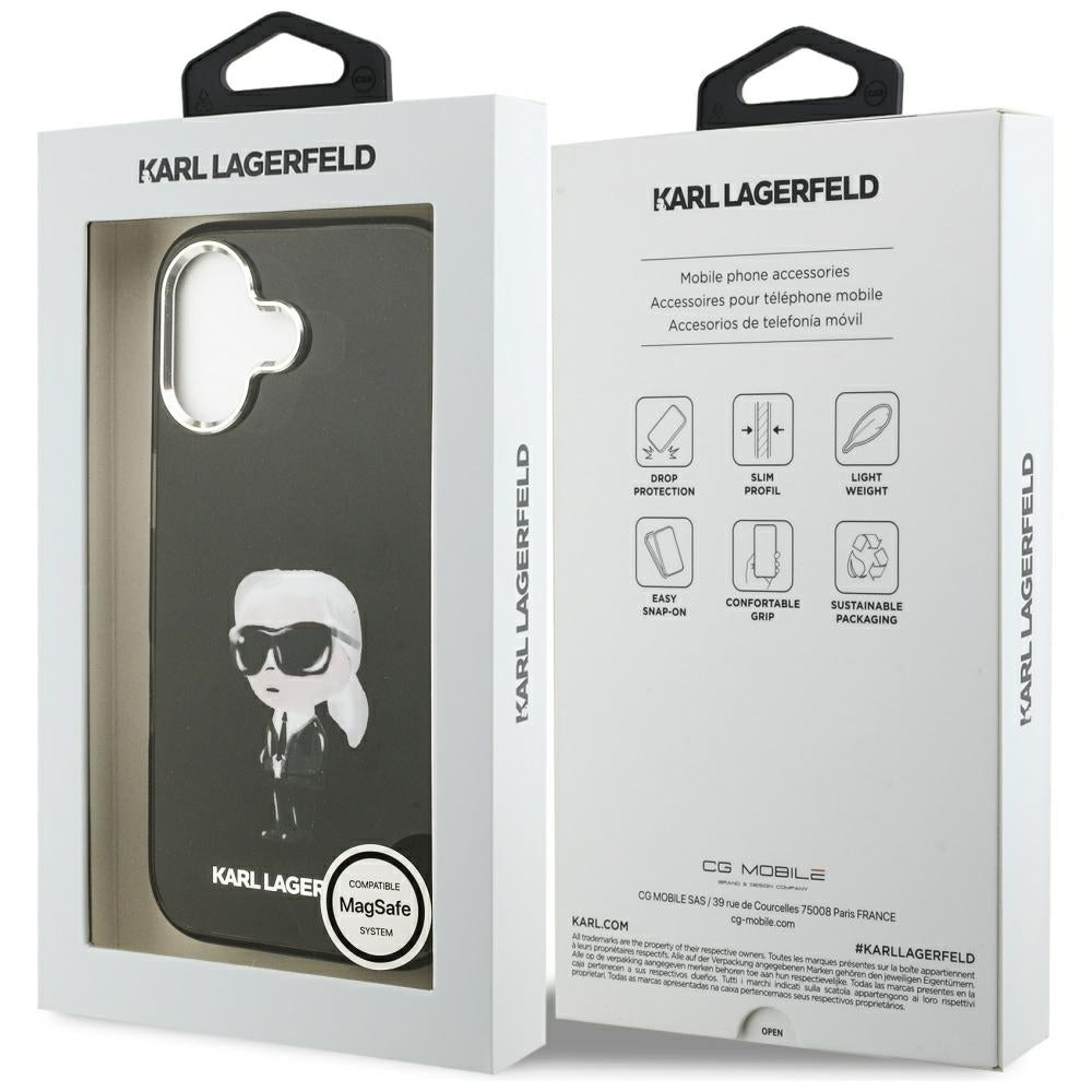 MagSafe tok Apple iPhone 17-hez, Karl Lagerfeld, IML Aquarelle Karl Ikonik, Fekete