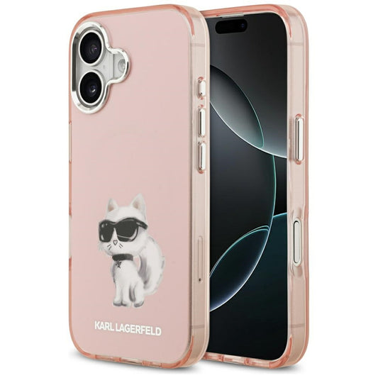 MagSafe tok Apple iPhone 17-hez, Karl Lagerfeld, IML Aquarelle Logo Choupette, Rózsaszín