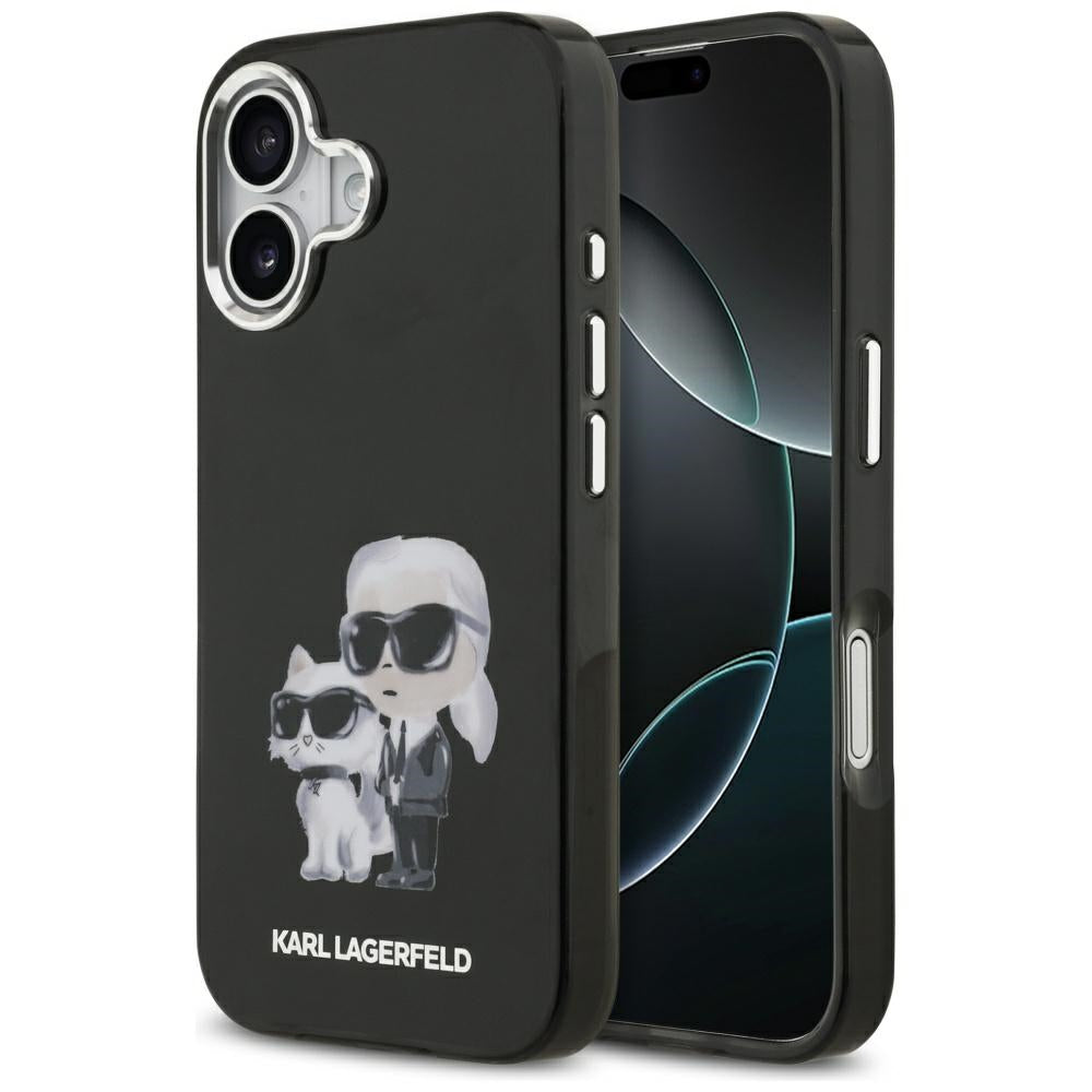 MagSafe Case for Apple iPhone 17, Karl Lagerfeld, IML Aquarelle Karl & Choupette Logo, Black