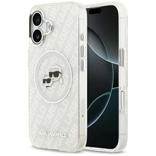 MagSafe tok Apple iPhone 17-hez, Karl Lagerfeld, IML Glitter Karl & Choupette`s Heads, Szürke