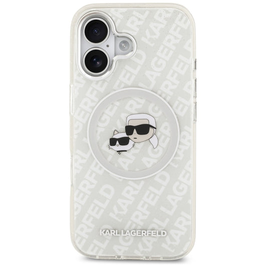 MagSafe tok Apple iPhone 17-hez, Karl Lagerfeld, IML Glitter Karl & Choupette`s Heads, Szürke