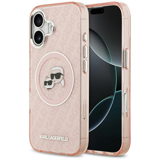 MagSafe tok Apple iPhone 17-hez, Karl Lagerfeld, IML Glitter Karl & Choupette`s Heads, Rózsaszín