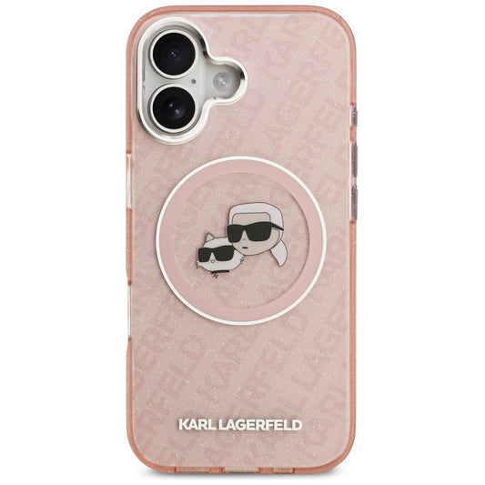 MagSafe tok Apple iPhone 17-hez, Karl Lagerfeld, IML Glitter Karl & Choupette`s Heads, Rózsaszín