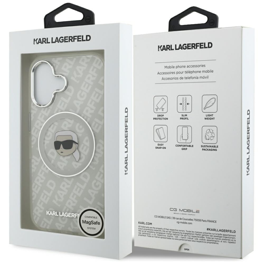 MagSafe tok Apple iPhone 17-hez, Karl Lagerfeld, IML Karl`s Head, Szürke