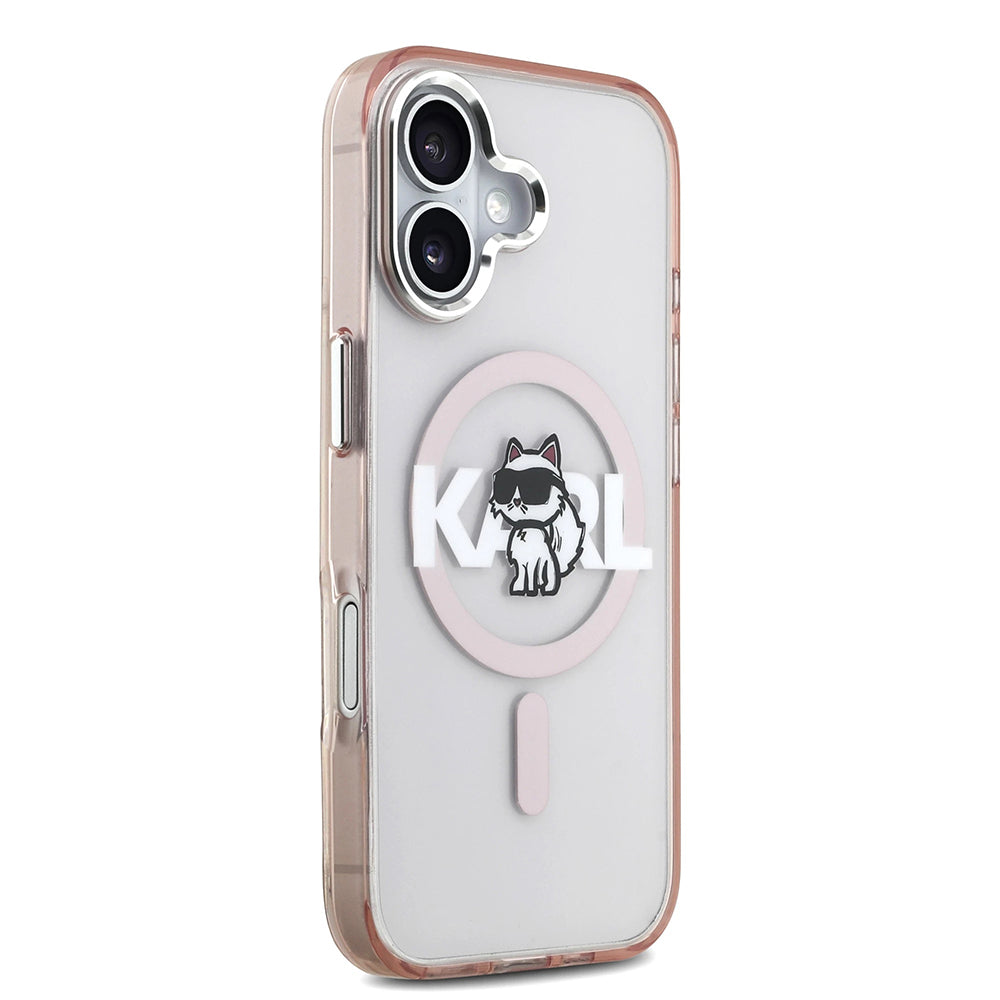 MagSafe tok Apple iPhone 17-hez, Karl Lagerfeld, IML Sketch Logo Choupette, Rózsaszín