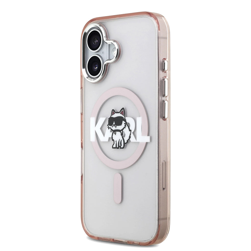 MagSafe tok Apple iPhone 17-hez, Karl Lagerfeld, IML Sketch Logo Choupette, Rózsaszín