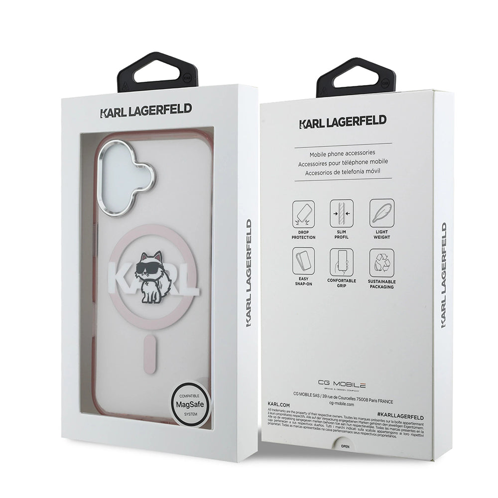 MagSafe tok Apple iPhone 17-hez, Karl Lagerfeld, IML Sketch Logo Choupette, Rózsaszín