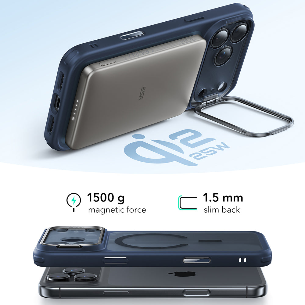 MagSafe tok Apple iPhone 17 Pro-hoz, ESR, Classic Hybrid Kickstand, Szaténkék