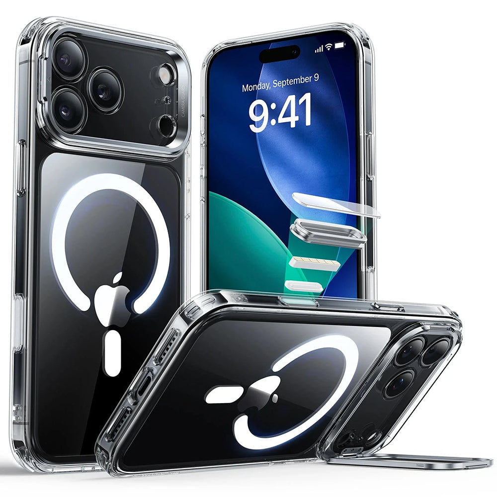 MagSafe tok Apple iPhone 17 Pro-hoz, ESR, Classic Hybrid Kickstand, Átlátszó