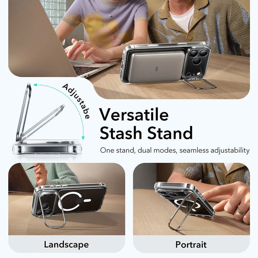 MagSafe tok Apple iPhone 17 Pro-hoz, ESR, Classic Hybrid Kickstand, Átlátszó