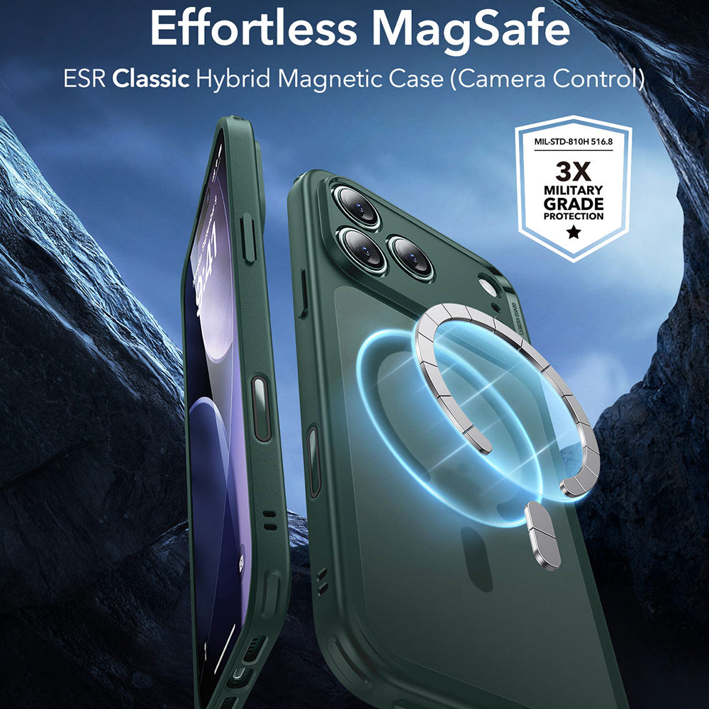 MagSafe tok Apple iPhone 17 Pro-hoz, ESR, Classic Hybrid, Szaténzöld