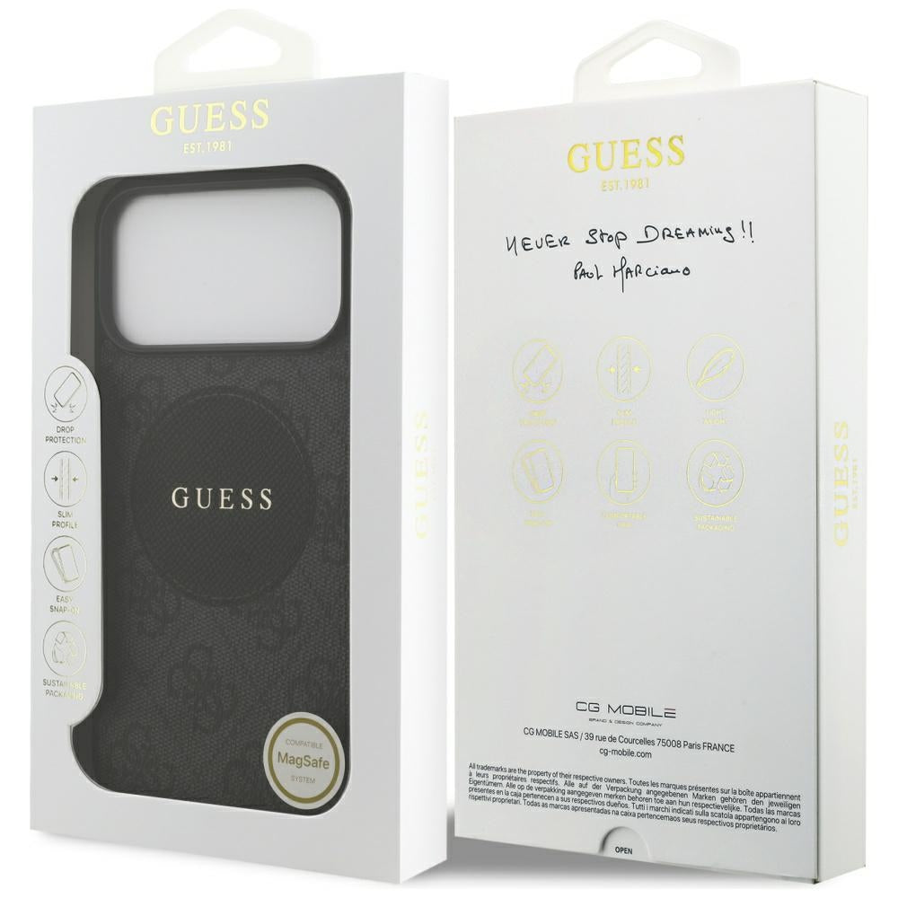 MagSafe tok Apple iPhone 17 Pro-hoz, Guess, 4G Circle Classic Logo, Fekete