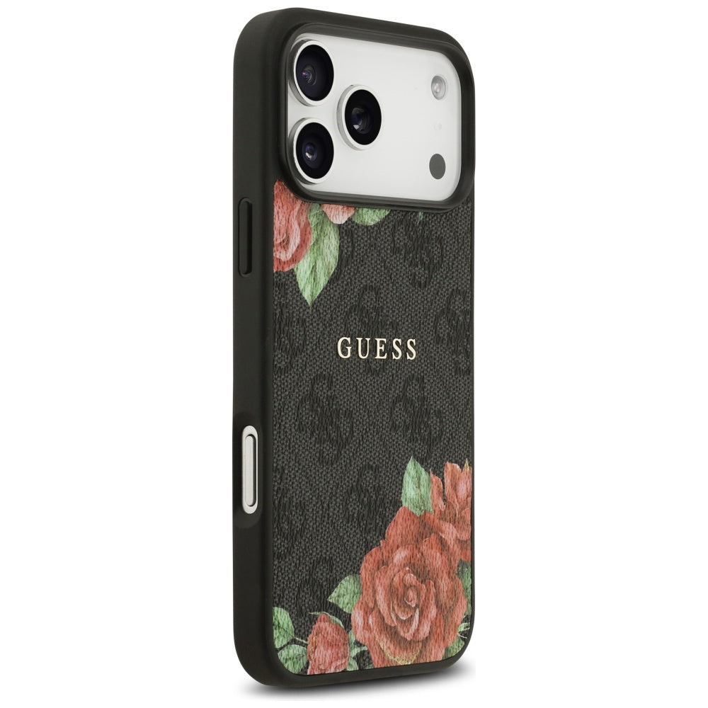 MagSafe tok Apple iPhone 17 Pro-hoz, Guess, 4G Flowers Print, Fekete