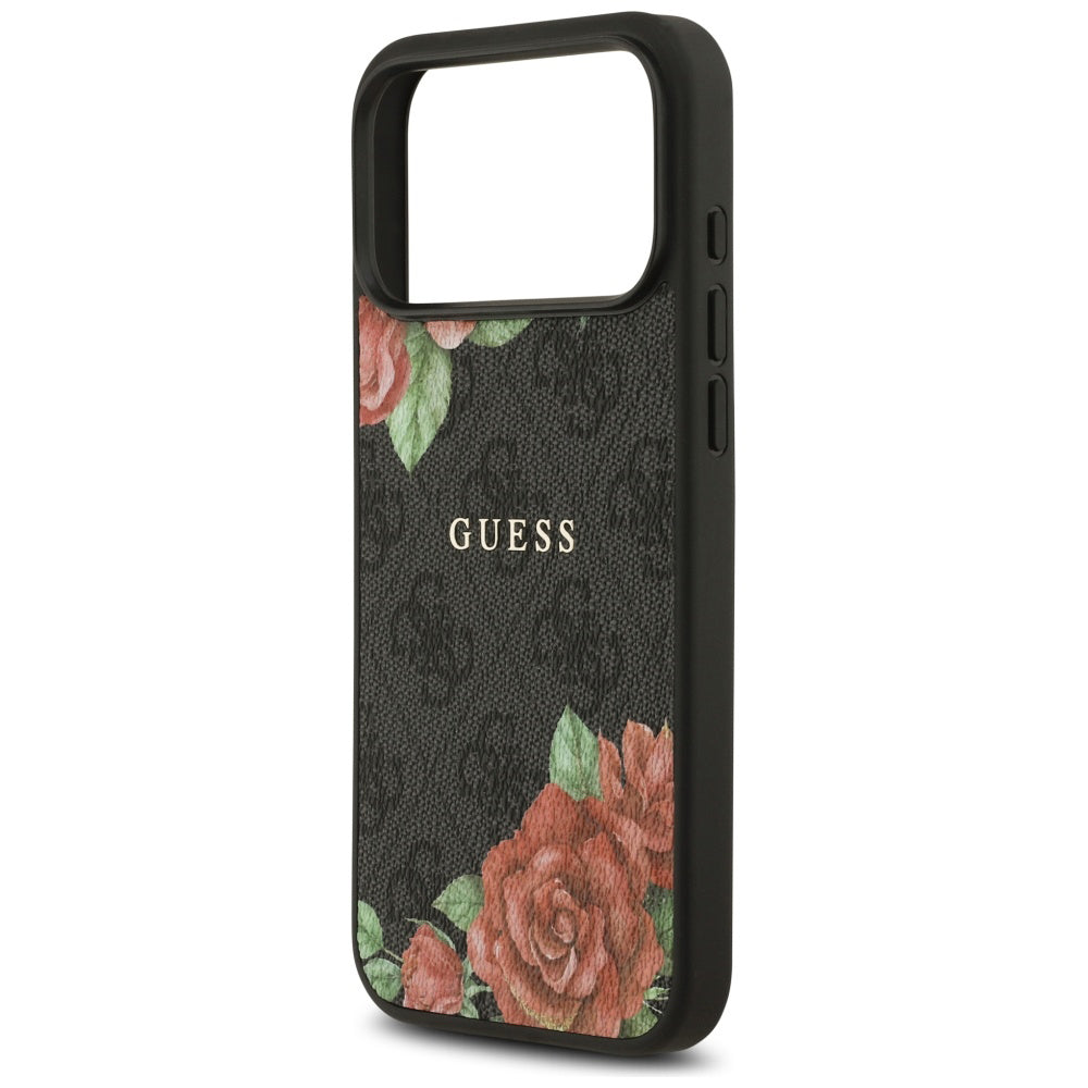 MagSafe tok Apple iPhone 17 Pro-hoz, Guess, 4G Flowers Print, Fekete