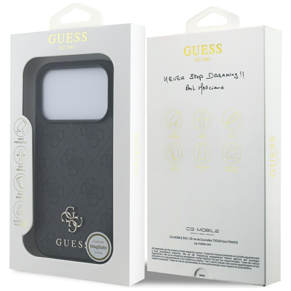 MagSafe tok Apple iPhone 17 Pro-hoz, Guess, 4G Small and Classic Logo, Fekete