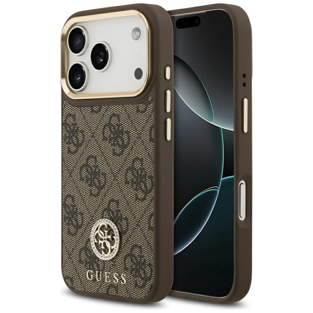 MagSafe tok Apple iPhone 17 Pro-hoz, Guess, 4G Strass Logo, Barna