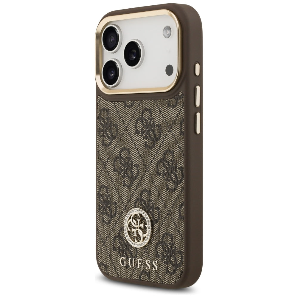 MagSafe tok Apple iPhone 17 Pro-hoz, Guess, 4G Strass Logo, Barna