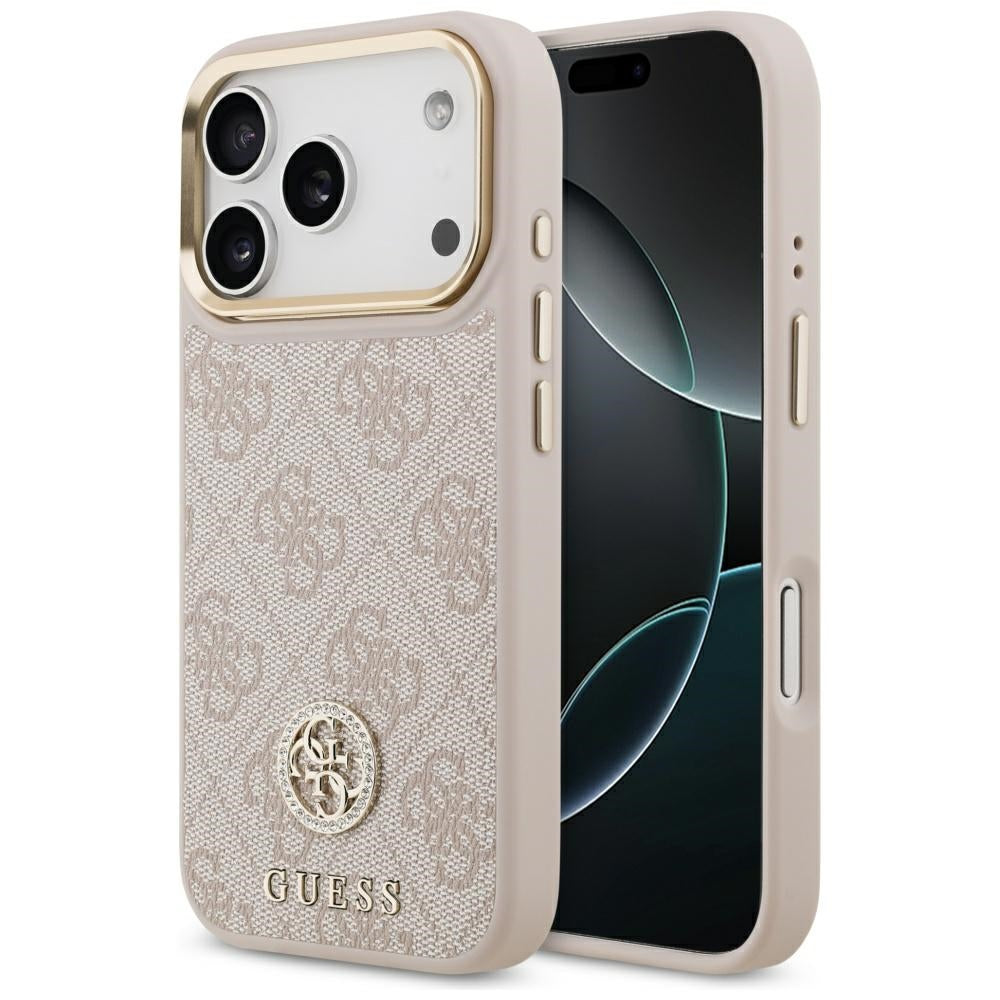 MagSafe tok Apple iPhone 17 Pro-hoz, Guess, 4G Strass Logo, Rózsaszín