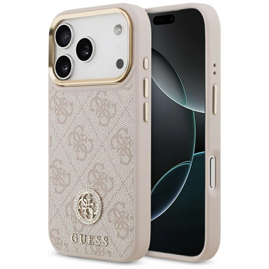 MagSafe tok Apple iPhone 17 Pro-hoz, Guess, 4G Strass Logo, Rózsaszín